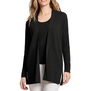 Jones New York Long-Sleeve Side-Slit Open Cardigan Sweater Black Size M NWT
